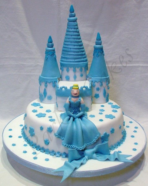 blue princess birthday cake